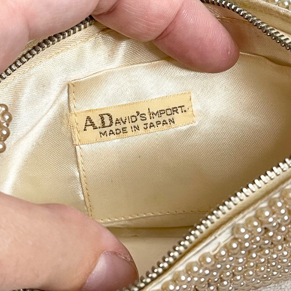 Vintage A David's Import Pearl Zip Mini Evening Pouch Purse Clutch Made in Japan - Picture 3 of 8